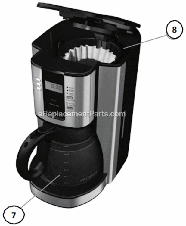 Page A Diagram and Parts List for BVMC-TJX37  Mr Coffee Coffee Maker